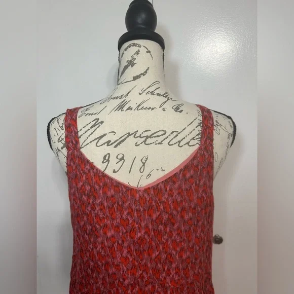 Joie Bondi Tiered Sleeveless Maxi Dress in a tea rose red print.  Size Small. - Picture 7 of 13